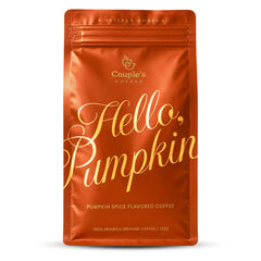 Couple's Coffee front packaging showing 12 oz pumpkin spice bag and brand