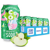 Cove Soda Enchanted Apple front packaging showing bright apple design and 12-pack convenience