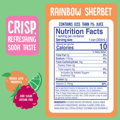 Cove Soda rainbow sherbet can close-up highlighting label and vibrant sherbet-inspired design
