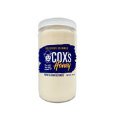 Cox's Honey front jar showing 40 oz and smooth spreadability benefit