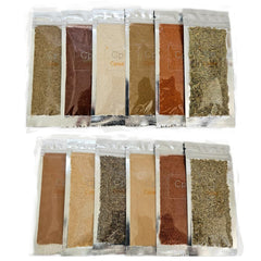 Cpise front packaging collection showing all 12 organic spice packets and pouch convenience