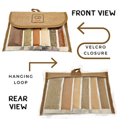 Cpise travel pouch open with packets organized for easy transport and neat storage
