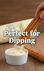 crait spoon scooping smooth Bavarian cream texture, illustrates consistency