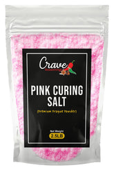 Crave Seasonings front packaging of pink curing salt showing size and label benefits
