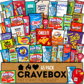 CRAVEBOX front packaging with 45-count label showing variety selection