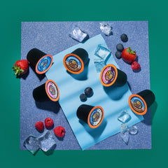 Crazy Cups label detail highlighting flavor names and recyclable pod information for clarity