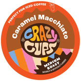 Crazy Cups front packaging showing caramel macchiato flavor and benefit rich taste