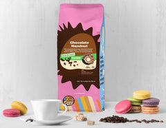 Crazy Cups Chocolate Hazelnut grounds close-up highlighting nutty aroma and richness