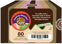Crazy Cups pod top label close-up highlighting compatibility and easy single-serve convenience