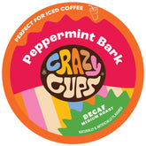 Crazy Cups front packaging showing peppermint bark flavor and festive benefit