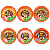 Crazy Cups front pack view showing all six decaf fall flavors and variety