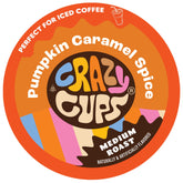 Crazy Cups front packaging showing pumpkin caramel spice flavor and convenience