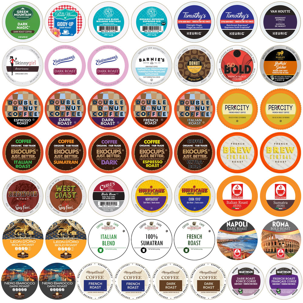 Crazy Cups front packaging showing 50-count variety and bold roast promise