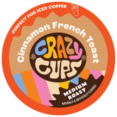Crazy Cups front packaging showing cinnamon french toast flavor and 22 count benefit
