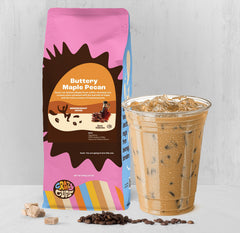 Crazy Cups iced maple pecan coffee in glass showcasing refreshing sweet flavor