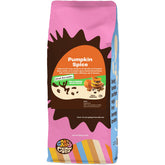 Crazy Cups front package showing 10oz pumpkin spice decaf, seasonal aroma highlighted