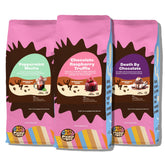 Crazy Cups variety pack front view showing three 10 oz bags and clear flavor labels