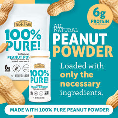 Crazy Richard's fine peanut powder close-up highlighting smooth texture and easy mixing
