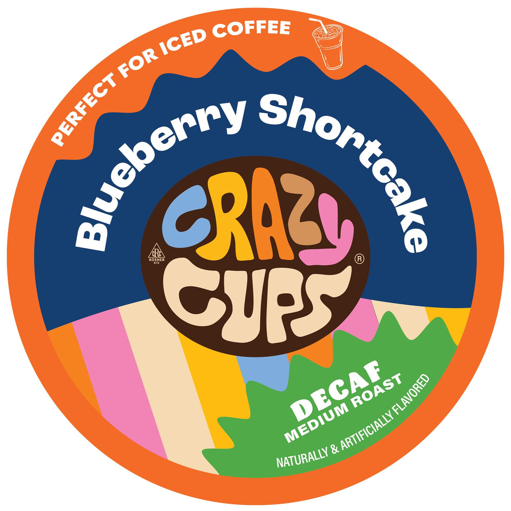 Crazy Cups front packaging showing 22-count blueberry pods and enticing aroma benefit