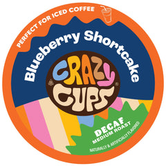 Crazy Cups front packaging showing 22-count blueberry pods and enticing aroma benefit