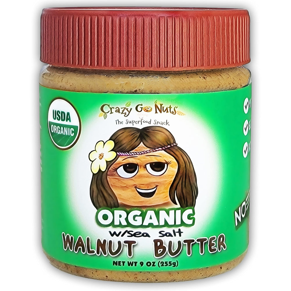CrazyGoNuts front jar showing label and 9 oz size for clear product identity