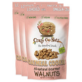 CrazyGoNuts front packaging showing oatmeal cookie walnut snack and benefits