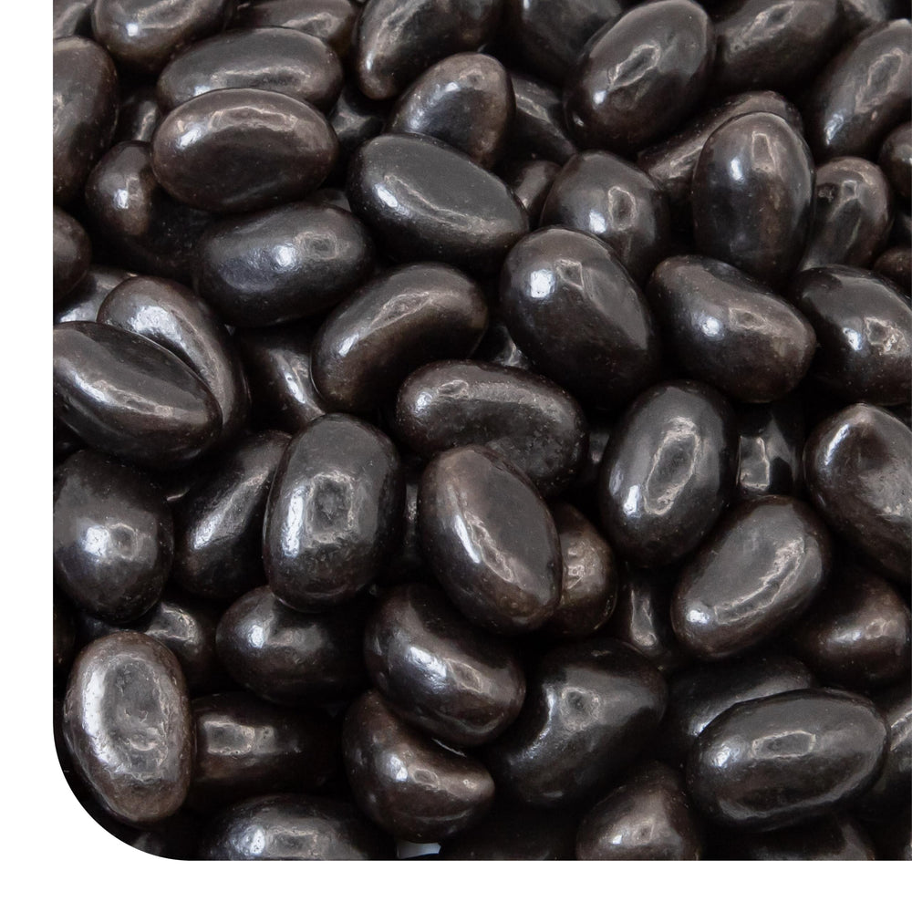 CRAZYOUTLET bag front view showing 2 lb licorice jelly beans and bold branding benefit