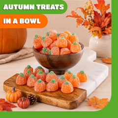 CRAZYOUTLET jelly pumpkins used to decorate cupcakes adding colorful seasonal appeal
