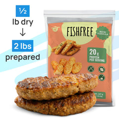 CREATIVE PEA rehydrated fish-style flakes in a bowl demonstrating flaky texture and quick prep