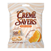 Crème Savers front packaging showing resealable two-bag bundle and orange flavor benefit