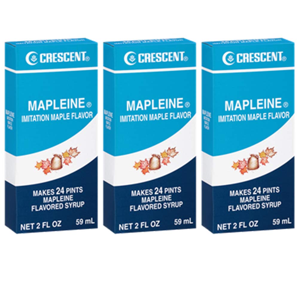 Crescent Mapleine three 2oz bottles front view showing compact pack and clear labeling for convenience