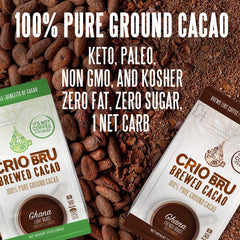 Freshly brewed Crio Bru in a ceramic cup, showcasing deep chocolate color and inviting steam