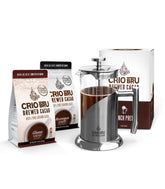 Crio Bru front packaging of starter kit showing both 10oz bags and benefits