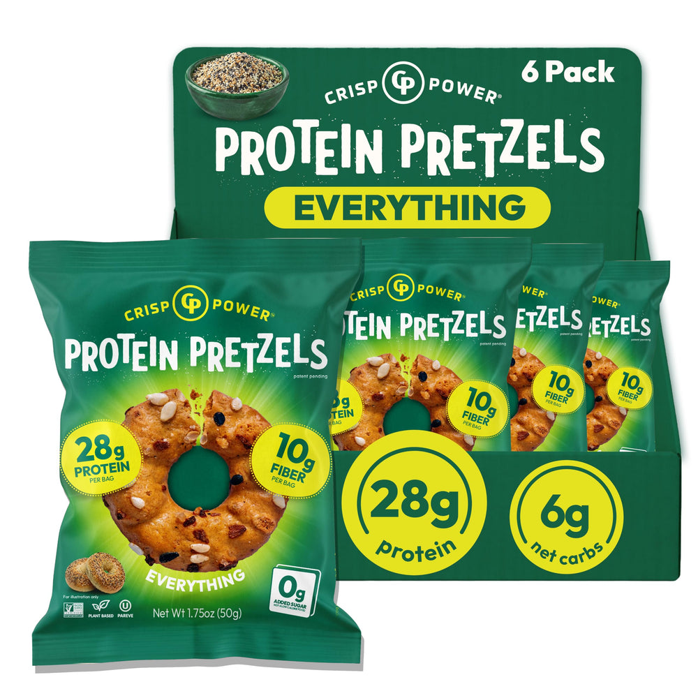 Crisp Power front packaging showcasing everything flavor and 6-pack convenience
