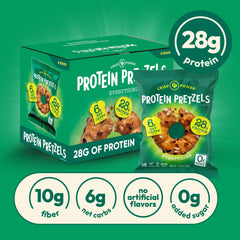 Crisp Power pretzel texture detail highlighting crunchy baked protein benefit