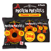 CRISP POWER front packaging showing six-pack and bold Flamin Crunch branding for convenient storage