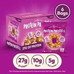 CRISP POWER sesame protein pretzels served on a plate demonstrating portion and plating use