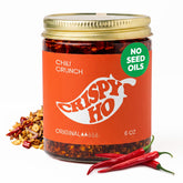 Crispy Ho front label bottle showing clean ingredients and medium heat benefit