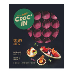 CROC'IN front packaging showing 60 vibrant fuchsia tart shells and branding benefits