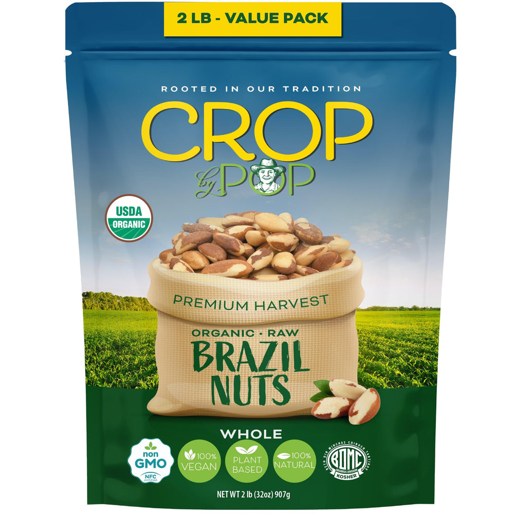 Nut Cravings CROP by POP front packaging showing organic label and 32 oz size