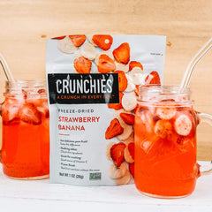 Crunchies sprinkled on smoothie bowl adding crunch and natural fruit taste