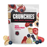 Crunchies front packaging mixed fruit showing six resealable snack pouches