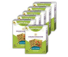 Crunchmaster front packaging showing avocado toast crackers and crisp convenience