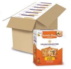 Crunchmaster front packaging pimento cheese showing product and benefits