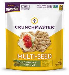 Crunchmaster multiseed roasted garlic cracker detail showing toasted seeds and savory flavor