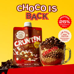 CRUNTIN opened packet with powder spilled, quick single-serve convenience