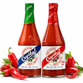 Crystal front packaging showing both Original and Extra Hot bottles and clear benefit