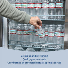 Crystal Geyser bottle close-up showing clear water and cap for freshness