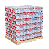 Crystal Geyser front packaging showing full pallet and brand clarity benefit