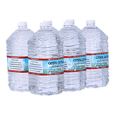 Crystal Geyser front pack showing six 128 fl oz jugs and labels for clear sourcing benefit
